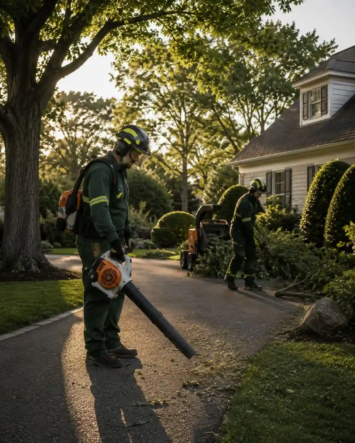 Complete site cleanup after tree service work.